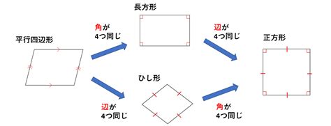 長方形|平行四辺形、ひし形、長方形、正方形の違い